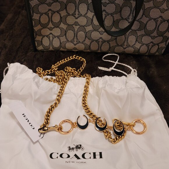 Coach denim look tote with coach chain. Includes chain extender - Picture 13 of 13